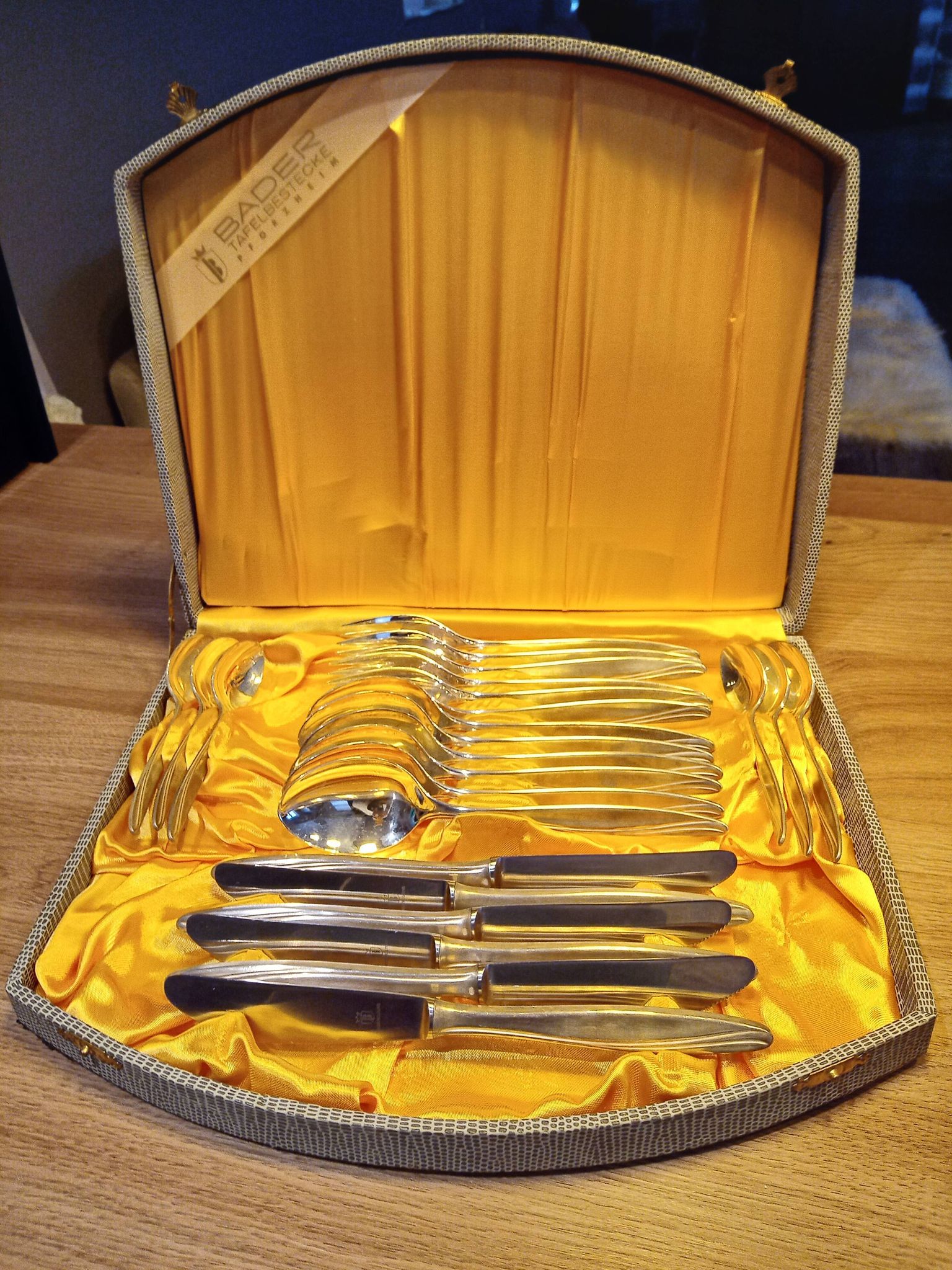 24-piece vintage silver-plated housewife 100 Bader Tafelbestecke Pforzheim