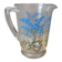 Pichet en verre décor floral bleu vintage