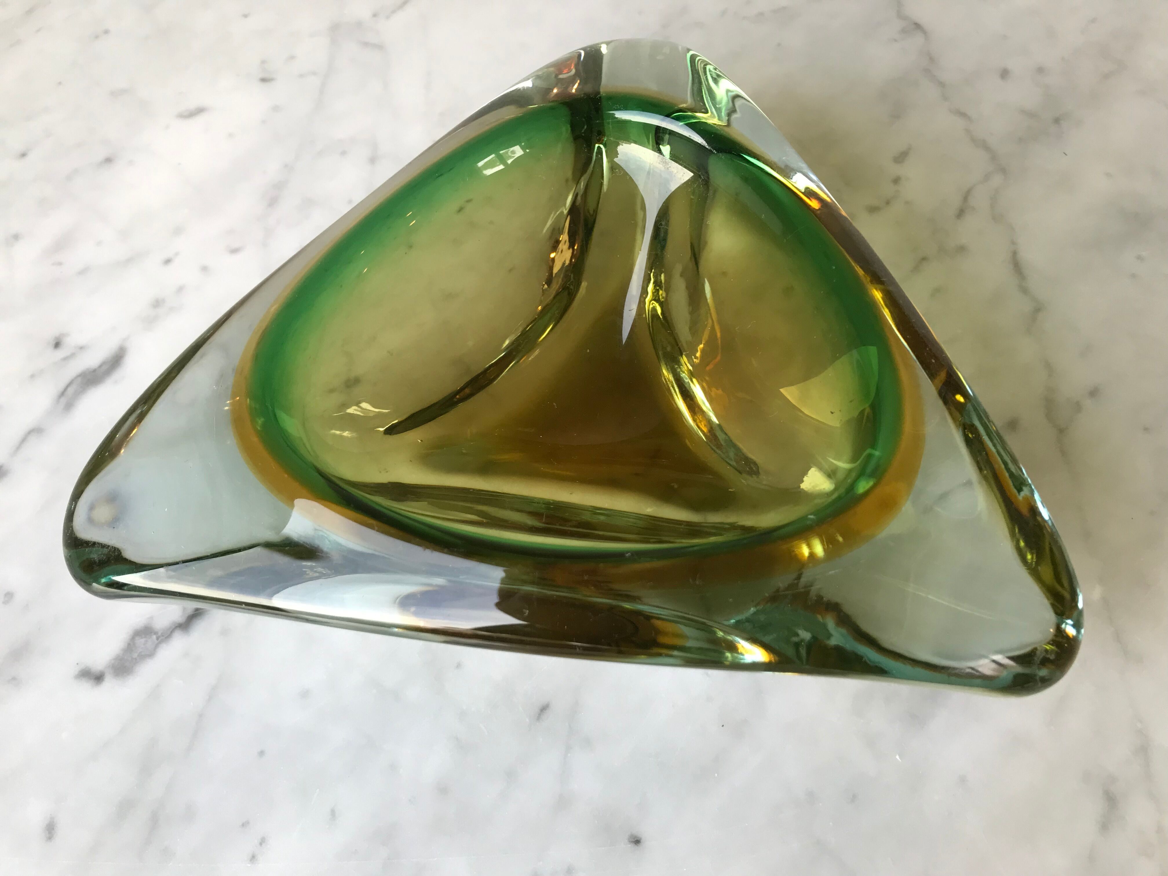 Empty pocket or ashtray of Murano "Sommerso" - Italy, 1970s.