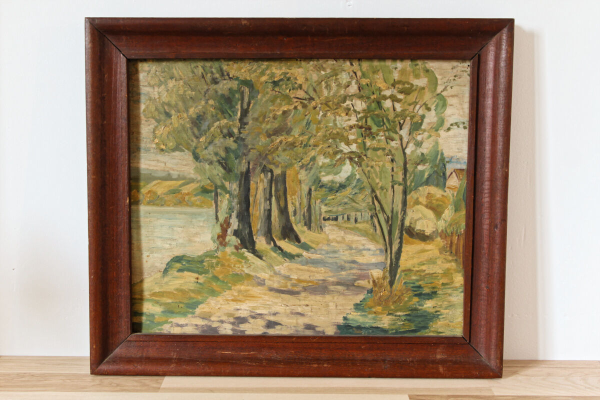 Oil on panel, undergrowth landscape