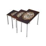 Vintage Nesting Tables Tile Tables Adri Belarti Set of 3 Chrome Ceramics