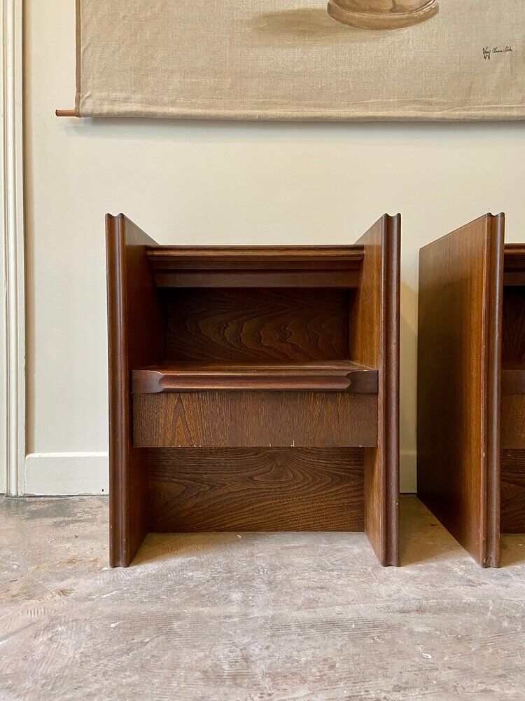 2 Scandinavian bedside tables in dark wood