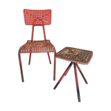 Chaise ancienne par René malaval avec sa table