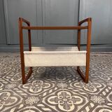 Silka Mobler magazine holders in teak wood and beige canvas, Kai Kristiansen - 1960