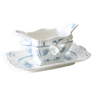 Pompadour ironstone sauceboat, Clairefontaine factory