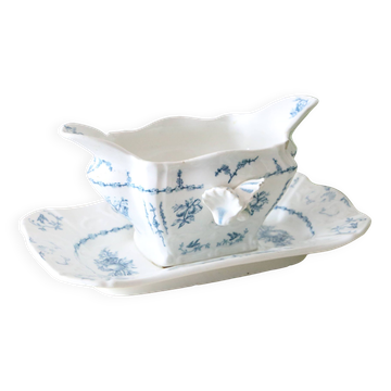 Pompadour ironstone sauceboat, Clairefontaine factory