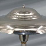 Art Deco Silver Table Lamp in Chrome Brass & Glass