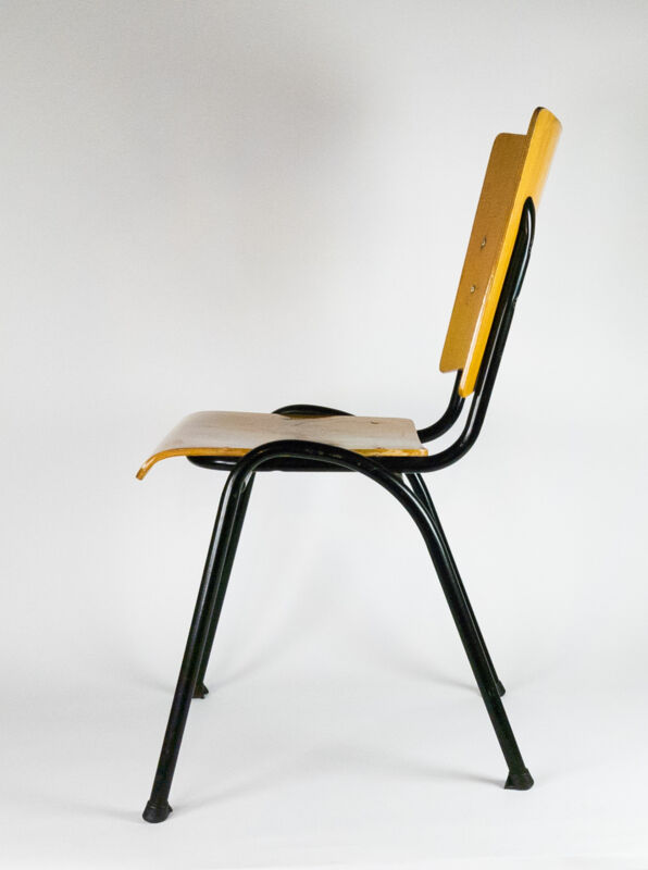 Marko school chair by Ynske Kooistra wood and metal 60s