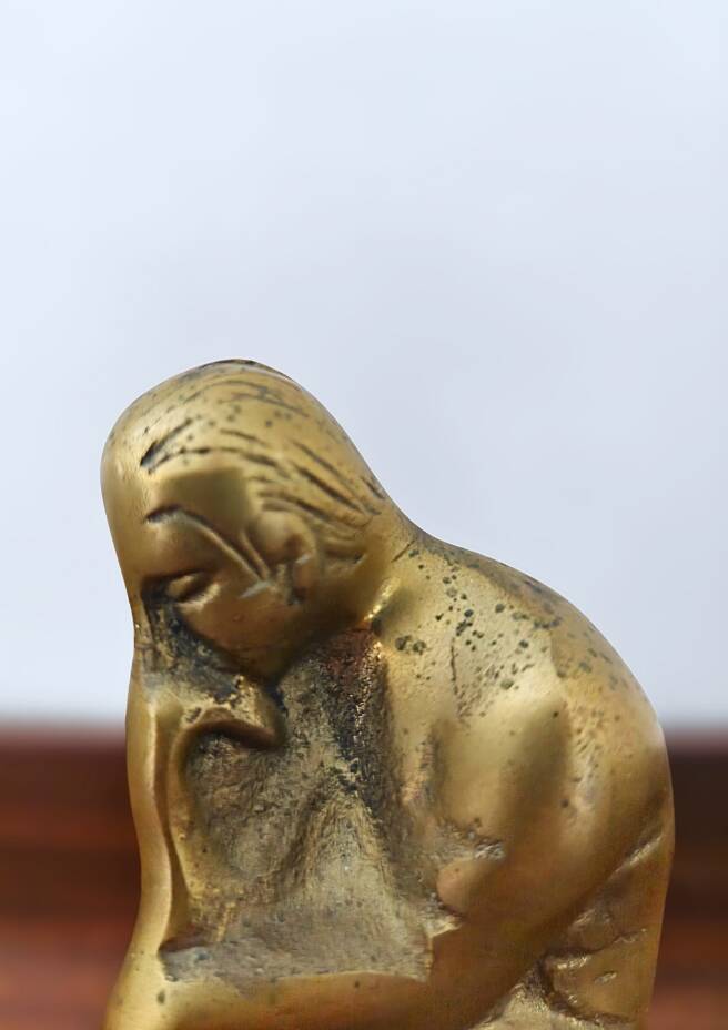 Pair of bookends The Thinker by Rodin in solid brass