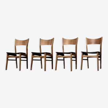 Scandinavian dining chairs in beech and teak wood