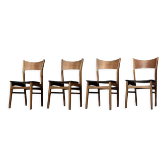 Scandinavian dining chairs in beech and teak wood