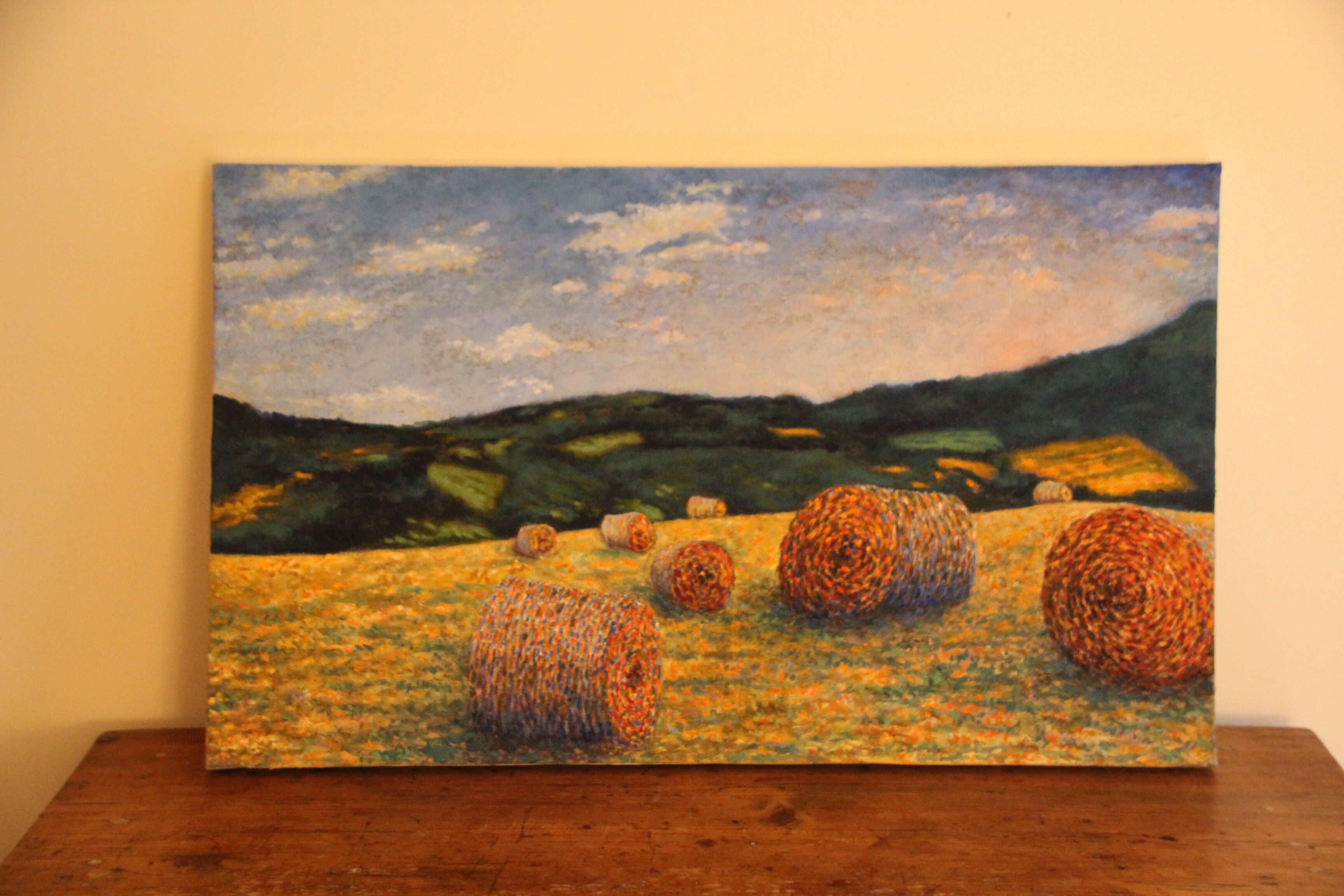 Table painting pointillism Impressionism Landscape Nature Oil on canvas Art Deco wall Fields