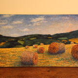 Table painting pointillism Impressionism Landscape Nature Oil on canvas Art Deco wall Fields
