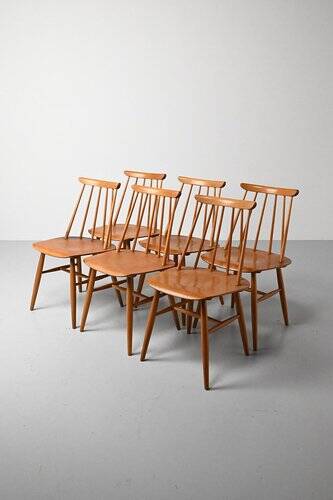 Chaises de salle à manger Mid-Century Modern par Ilmari Tapiovaara, ensemble de 6