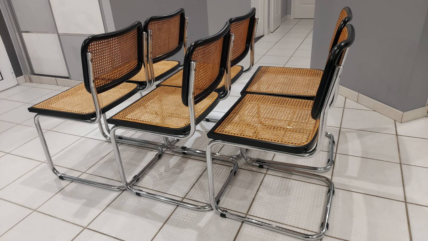 Suite de 6 chaises modèle Cesca B32 par Marcel Breuer vintage 1993