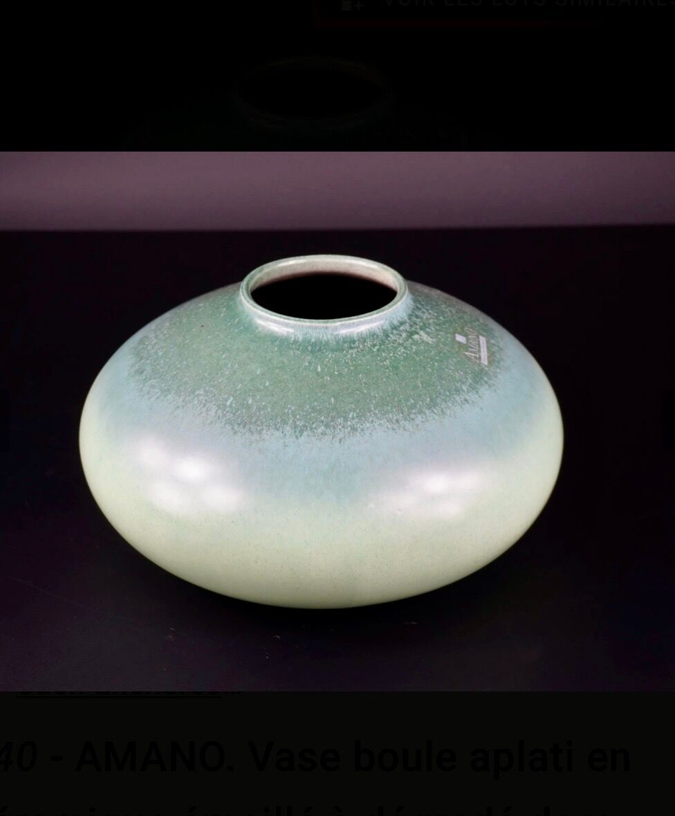 German vase design Amano in glazed ceramic, green gradient.