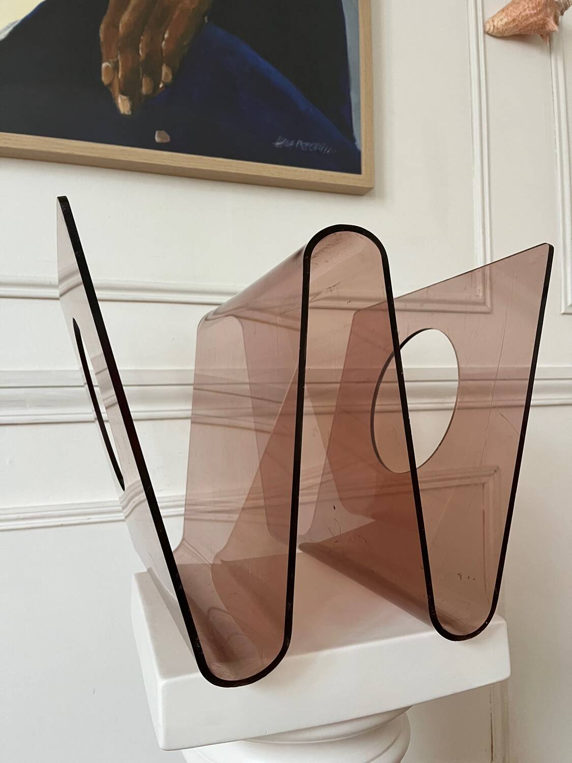 Plexiglas magazine rack by Michel Dumas for Rochebobois
