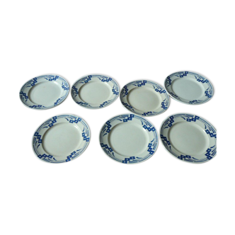 Set of 7 flat plates Moulin des Loups and Hamage model Comet
