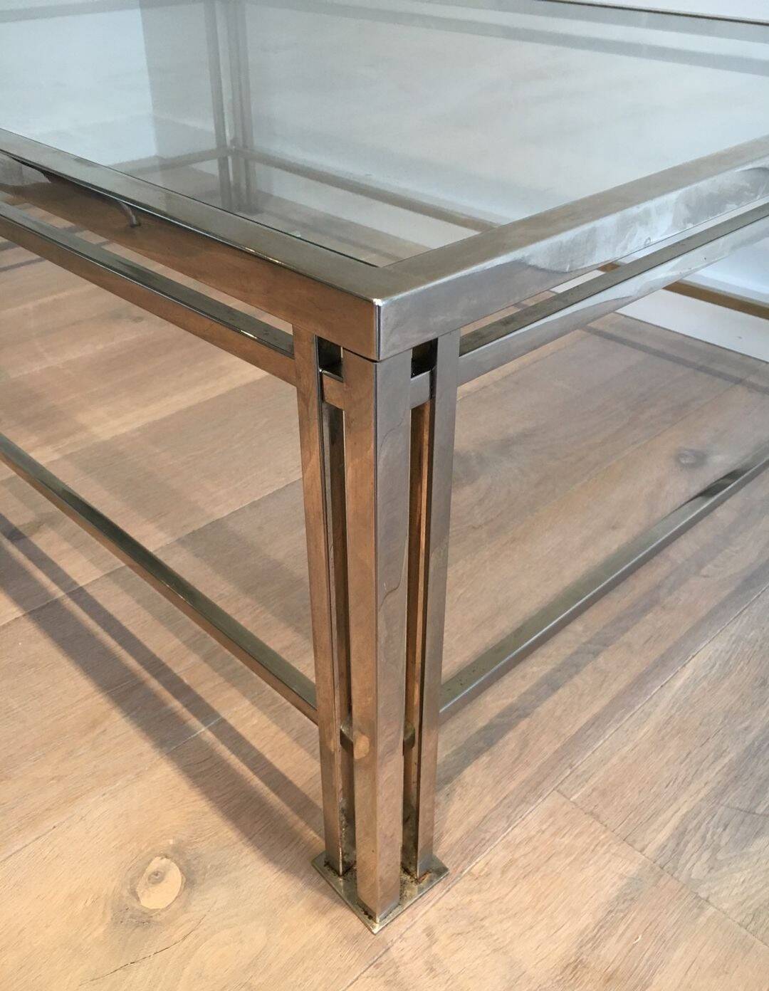 Modernist Chrome Coffee Table with Triple Legs, French Work circa 1970