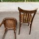 2 solid wood curved walnut bistro chairs in burgundy