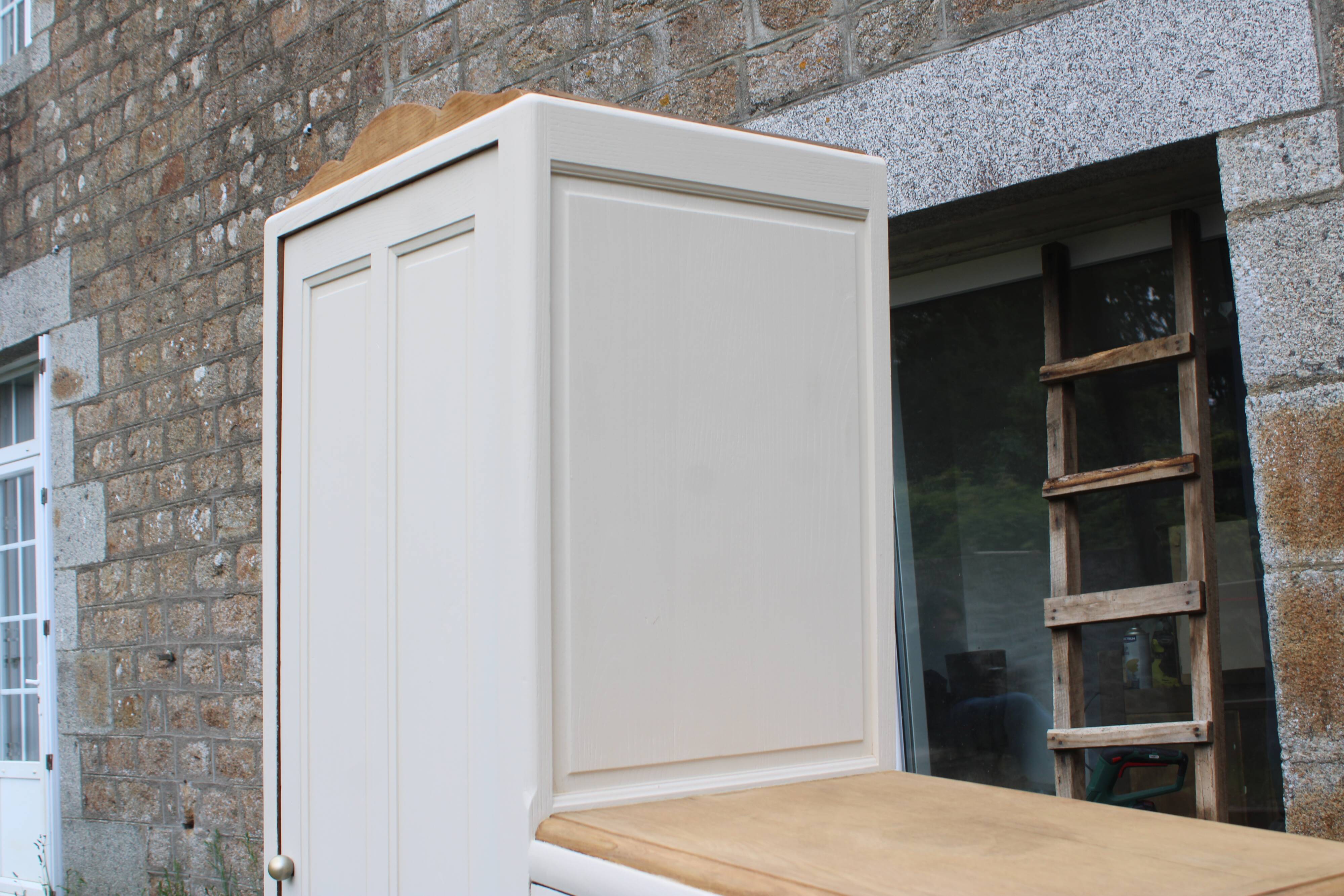 Asymmetrical solid oak wardrobe – Renovated Art Deco style