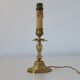 Recycled vintage lamp — antique bronze candlestick base and graphic flowers