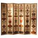 19th Century Italian Six-Panel Painted Wood Folding Screen in Gilt Bronze Frame