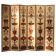 19th Century Italian Six-Panel Painted Wood Folding Screen in Gilt Bronze Frame