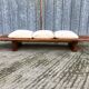 Vintage Yew Wood Bench with 3 Cushions