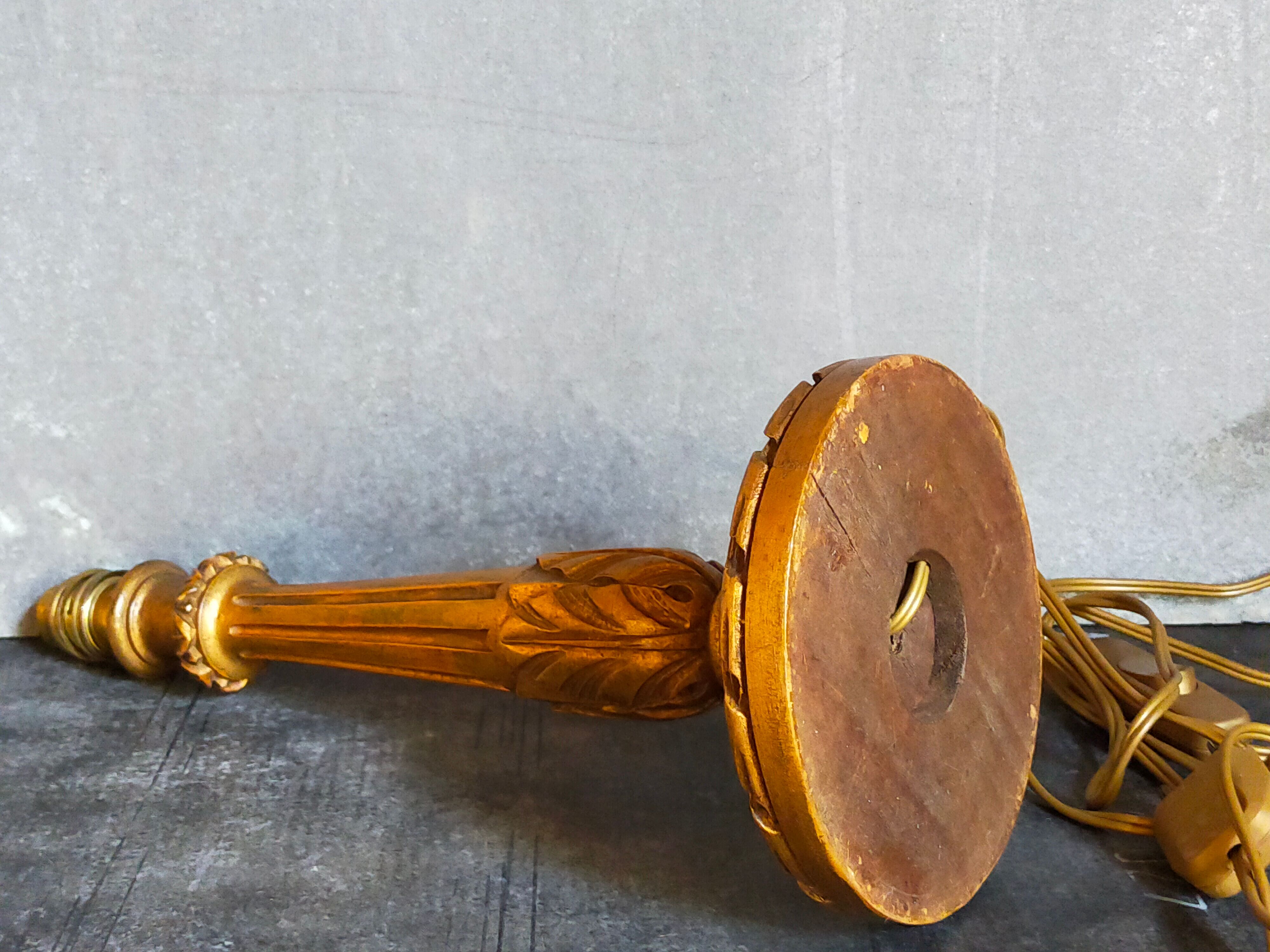 Lamp foot turned carved antique patina