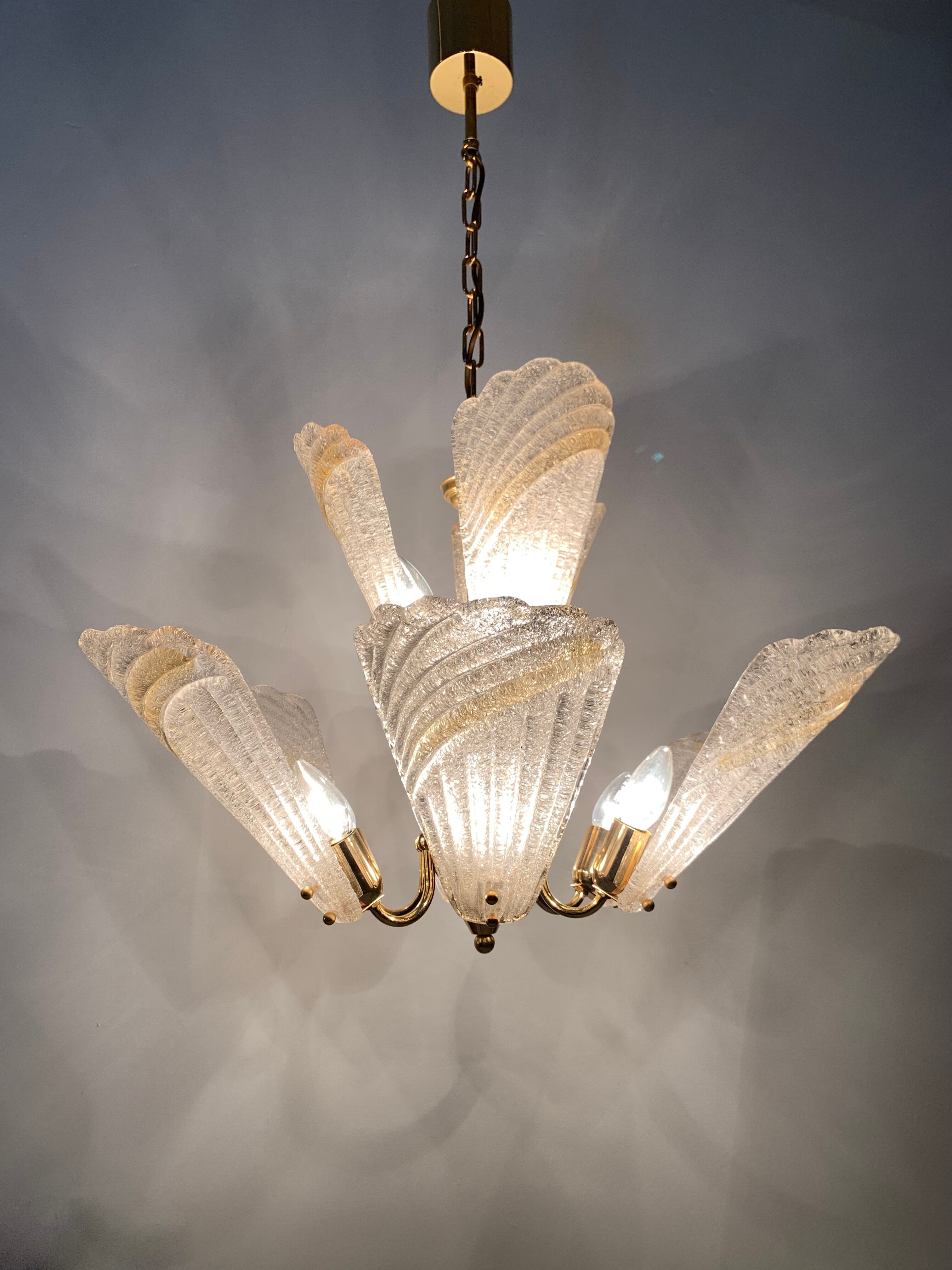 Italian murano glass chandelier hollywood regency design , 1970