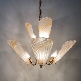 Italian murano glass chandelier hollywood regency design , 1970