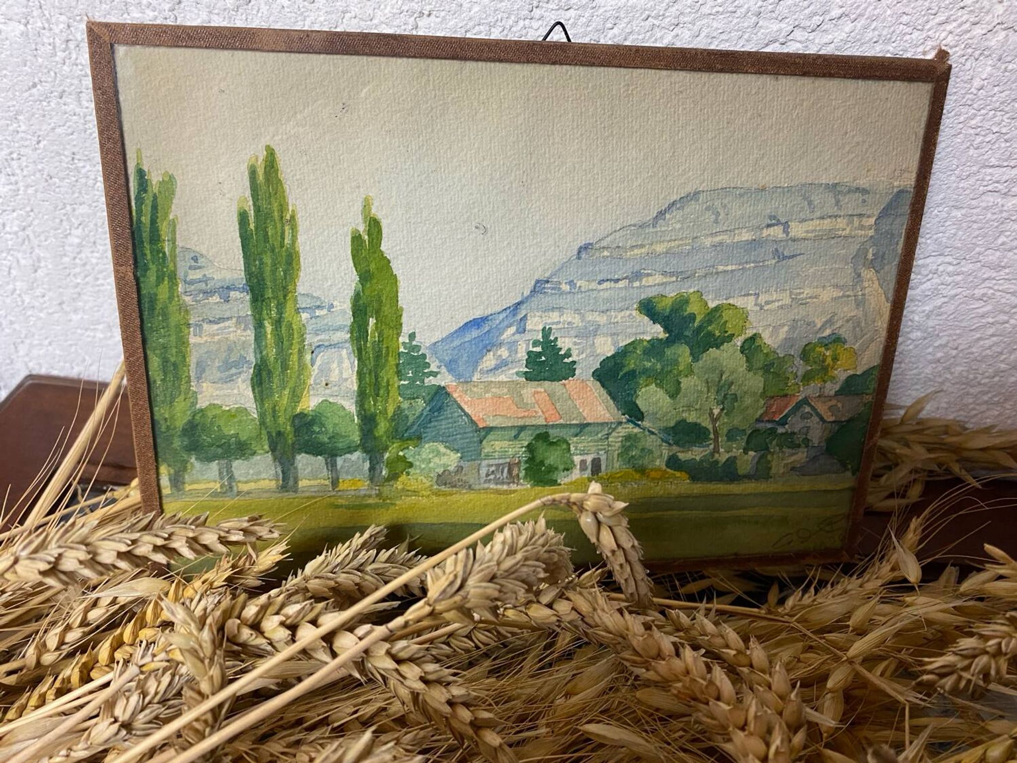 Aquarelle ancienne paysage savoyard