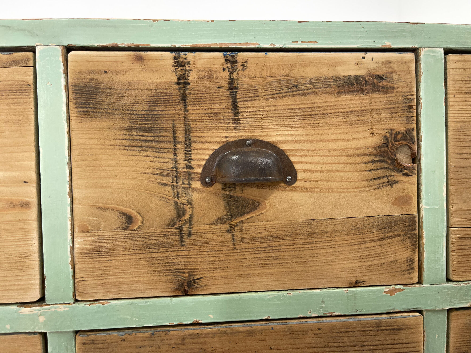 Vintage industrial wooden cabinet with original handels, 1930's