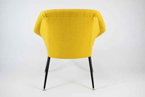 Fauteuil polonais d'époque, entièrement rénové, années 1960, tissu, chrome