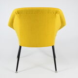 Vintage polish armchair shell, fully renovated, 1960s, fabric, chrome