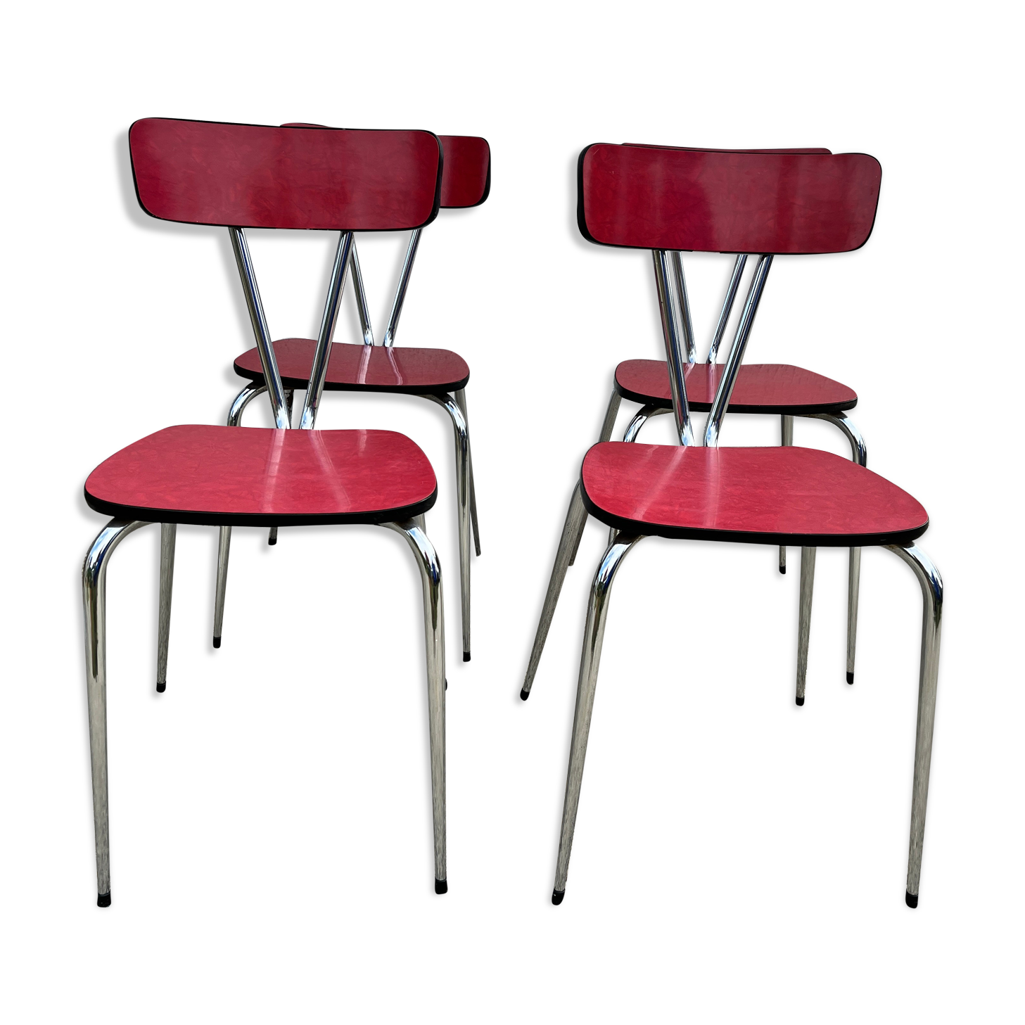 Chairs in formica red foot compass