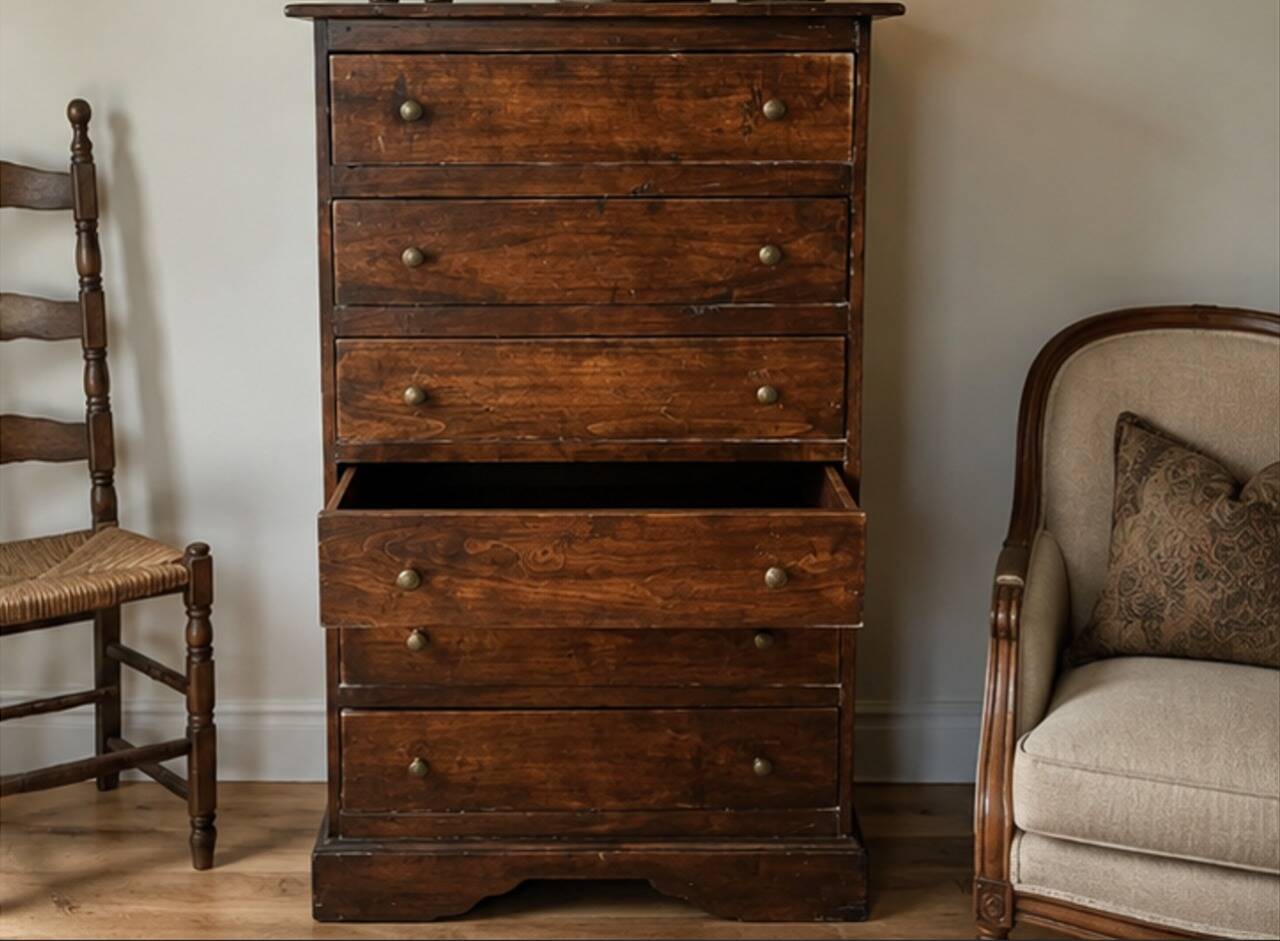 Beech Seven-Drawer Tall Chest, 1970s