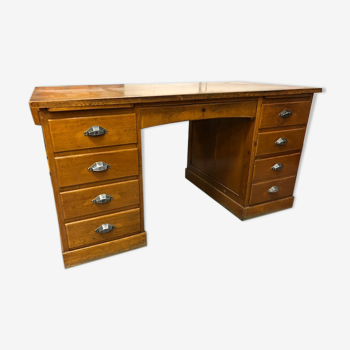 Bureau ancien en bois a double caisson