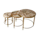 Tables gigognes marbre et laiton