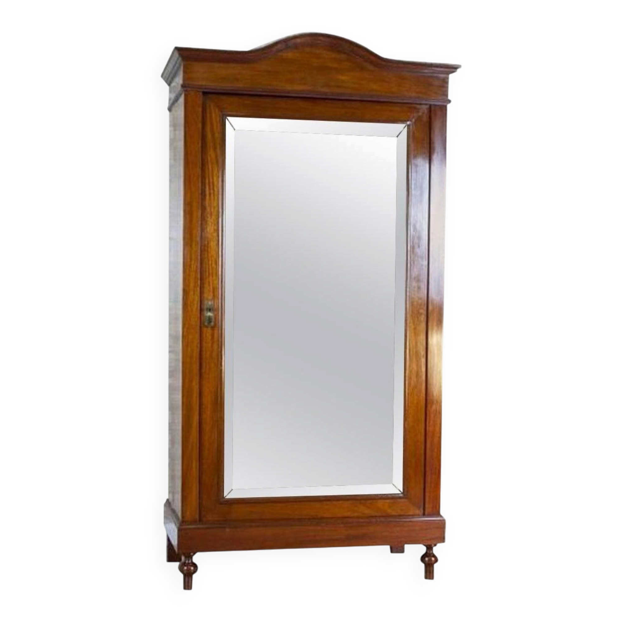 20th-Century Mahogany Linen-Press with Mirror, 1950s