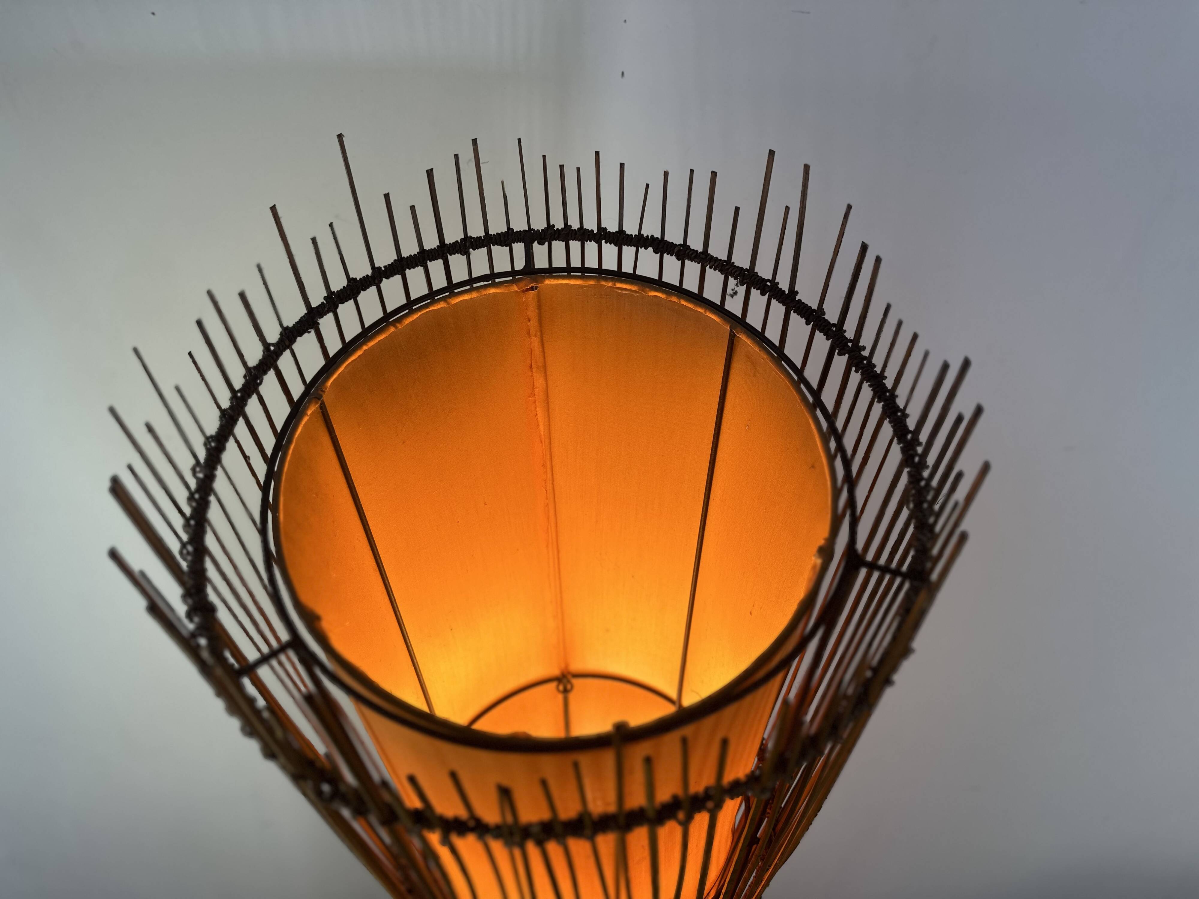 Kobe floor lamp metal and rattan 1990s Ht 170 cm