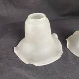 2 abat-jours tulipes anciens en verre dépoli