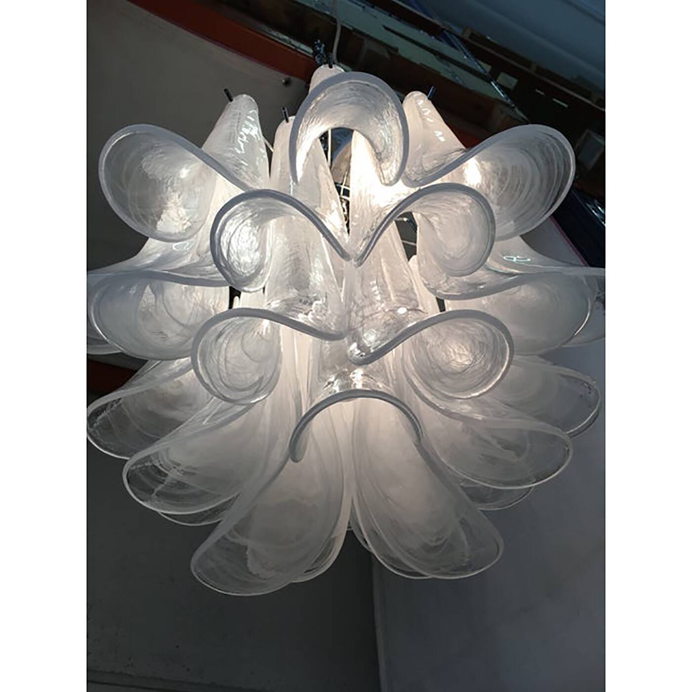 Murano Glass Sputnik Chandelier With Alabaster Italian Glass