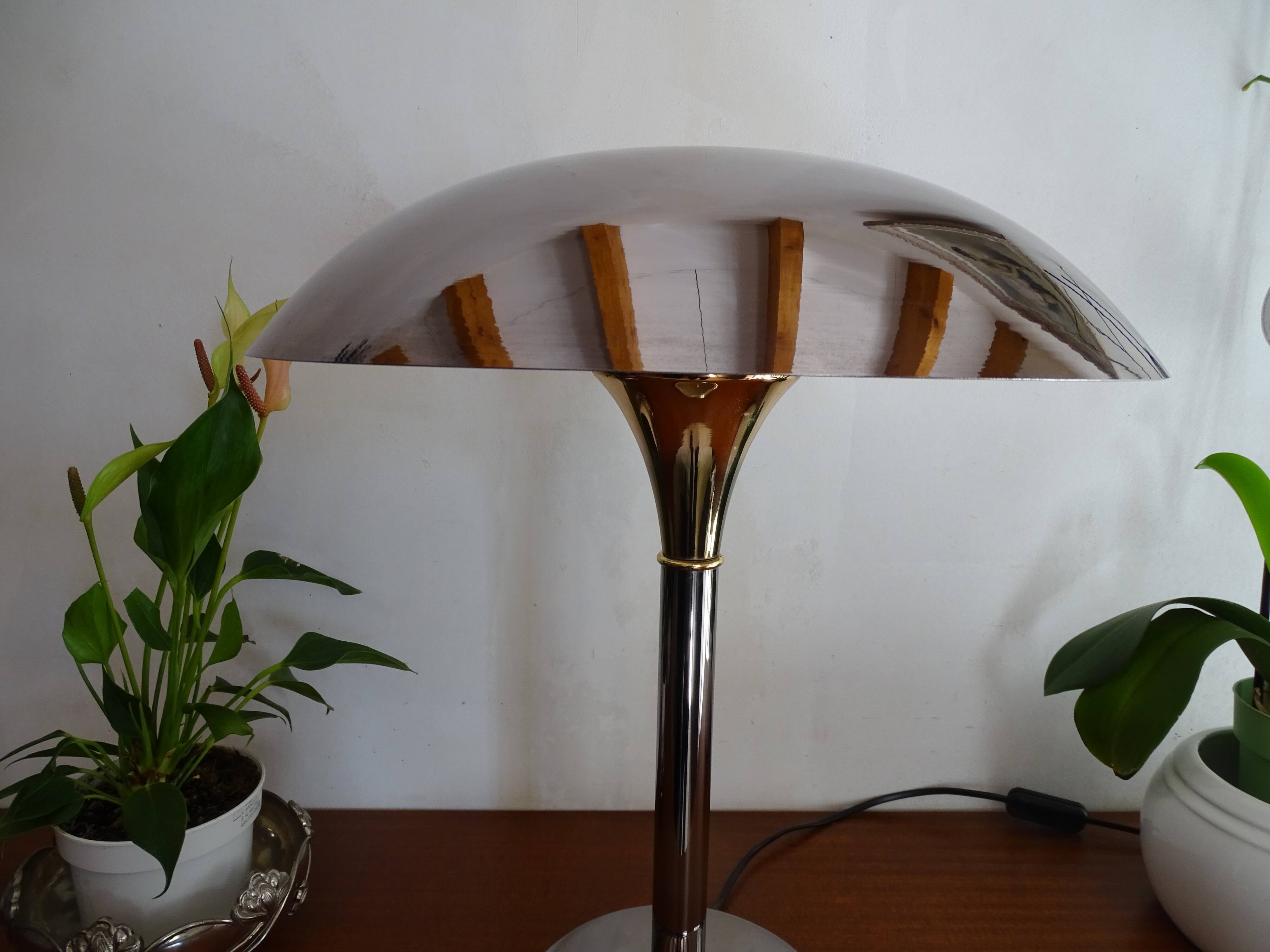 Mushroom lamp design chrome metal 48 cm