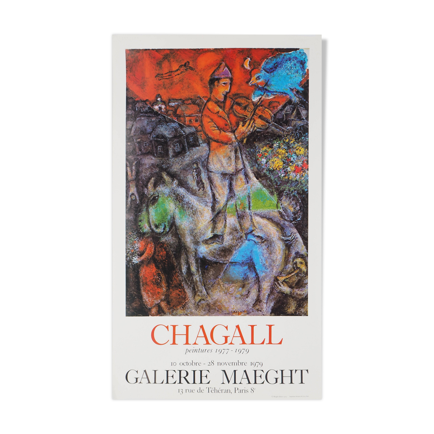 Marc CHAGALL: The violinist above the city - Original vintage poster signed