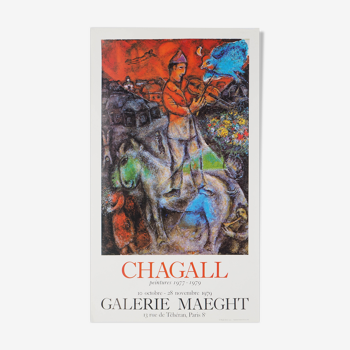 Marc CHAGALL : Le violoniste au dessus de la ville - Affiche originale d'époque signée