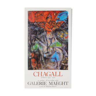 Marc CHAGALL : Le violoniste au dessus de la ville - Affiche originale d'époque signée