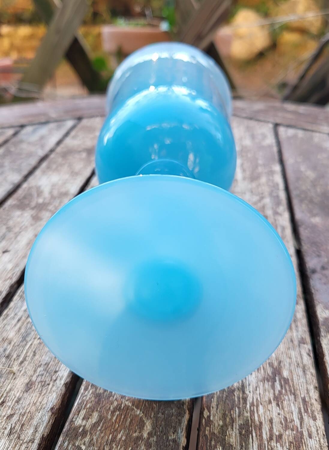 Blue opaline chalice vase