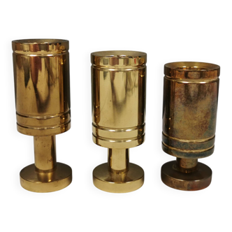 3 beautiful Danish designed candle holders in solid brass.